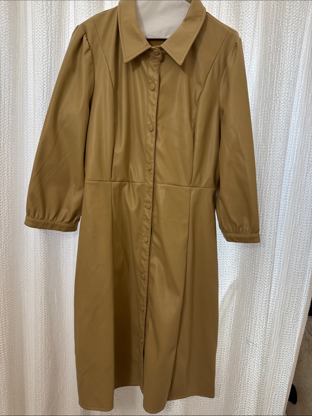 Women's Tan Faux Leather Long dress